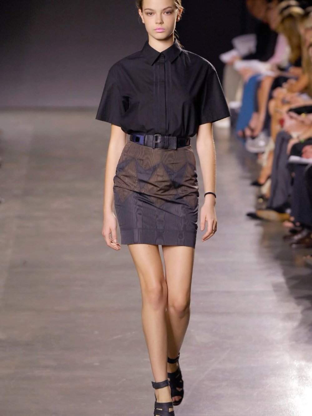 PROENZA SCHOULER SS07 Runway Silk Chevron Pattern Mini Skirt